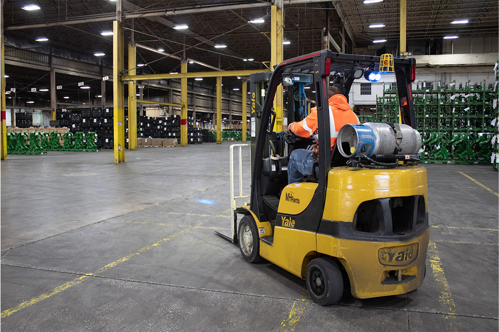 Forklift moving product