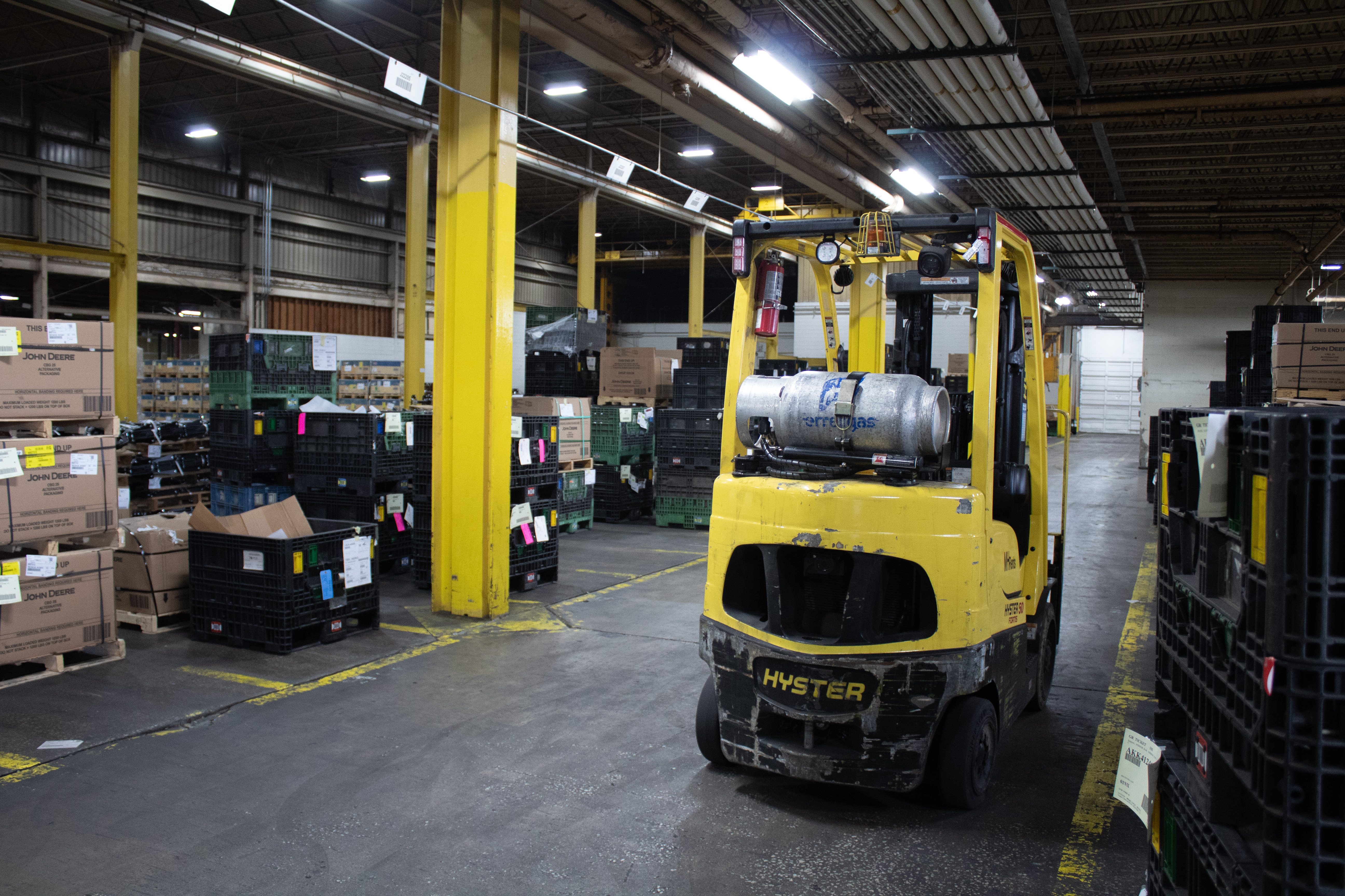 Forklift moving product — Des Moines
